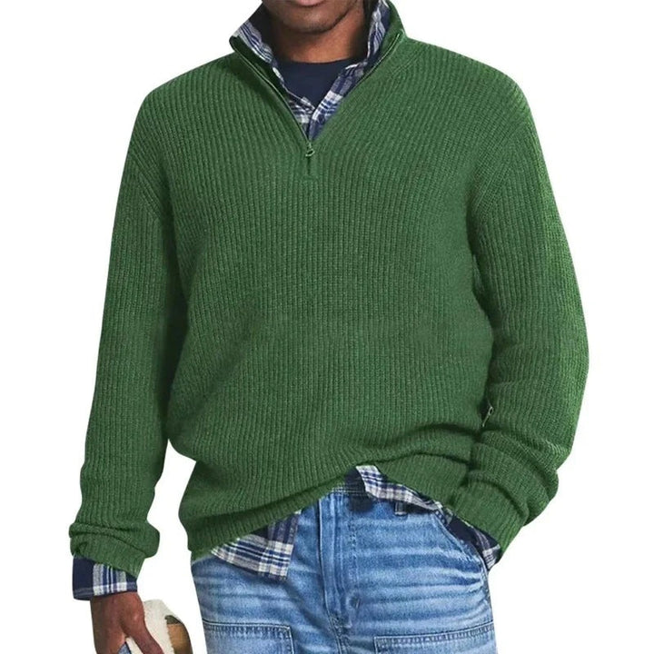 Sweter męski wełniany z zamkiem na jesień i zimę casualowy golf dzianinowy