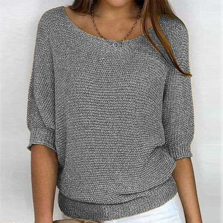 Damski sweter dzianinowy jesienny z rękawem 3/4 luźny