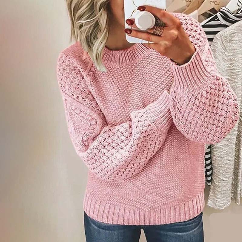 Sweter damski z dzianiny na jesień, klasyczny fason do codziennych stylizacji