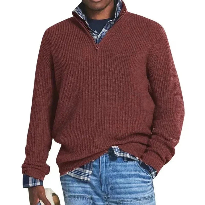 Sweter męski wełniany z zamkiem na jesień i zimę casualowy golf dzianinowy