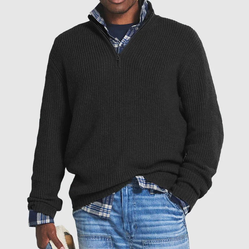 Sweter męski wełniany z zamkiem na jesień i zimę casualowy golf dzianinowy