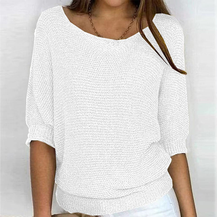 Damski sweter dzianinowy jesienny z rękawem 3/4 luźny
