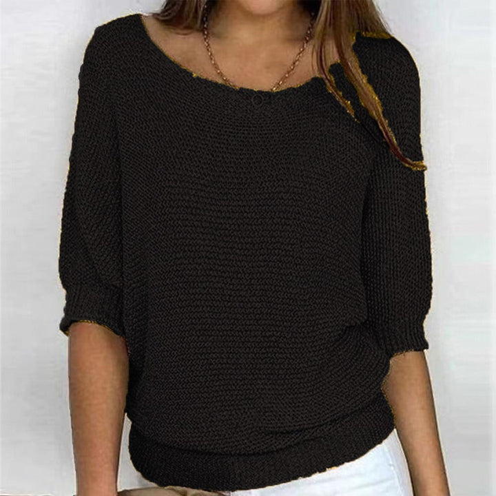 Damski sweter dzianinowy jesienny z rękawem 3/4 luźny