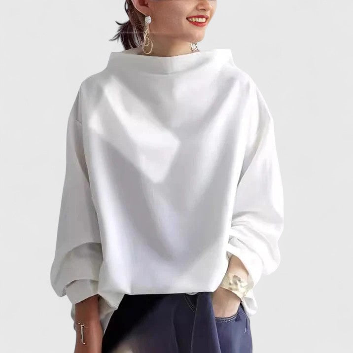 Bluzka damska bawełniana z wysokim dekoltem elegancka na lato do codziennych stylizacji