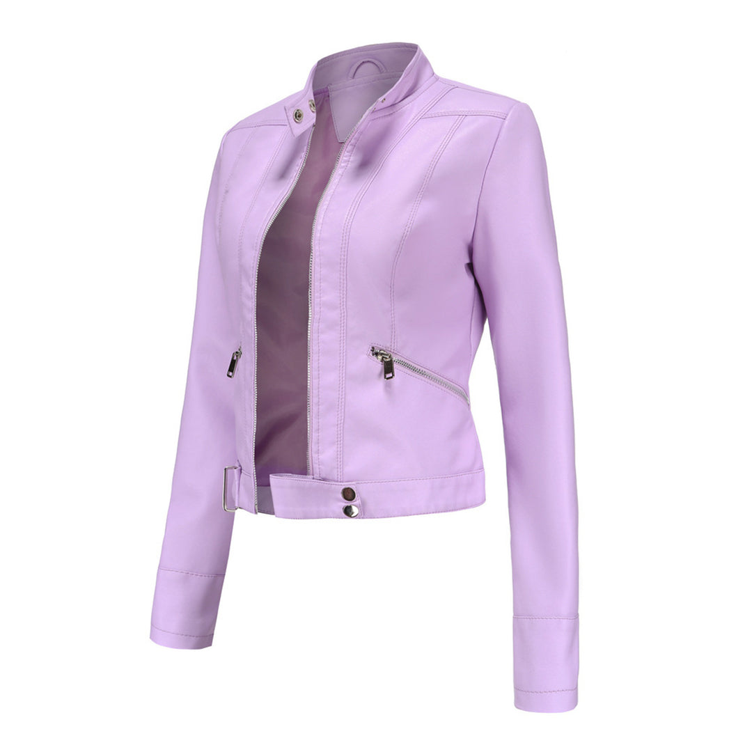 Kurtka damska skórzana krótka ramoneska elegancka wiosenna casualowa modna