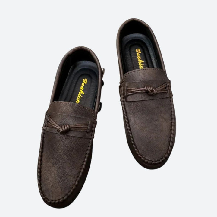 Mokasyny męskie skórzane wiosenne eleganckie casual wsuwane wygodne półbuty