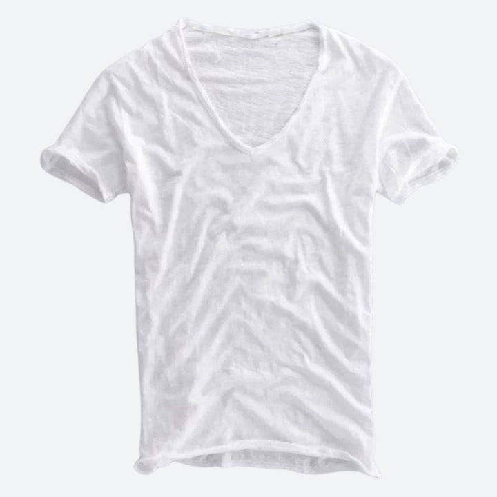 Koszulka męska bawełniana z krótkim rękawem casual na lato dekolt V-neck