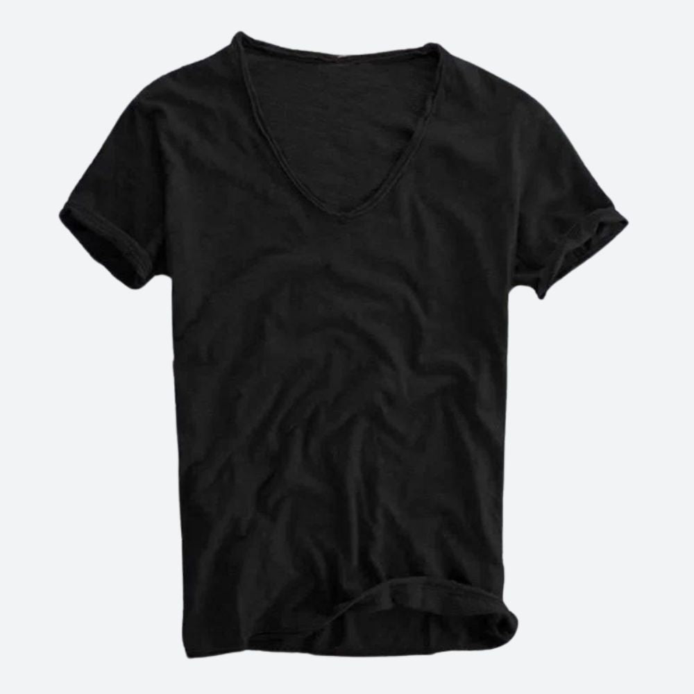 Koszulka męska bawełniana z krótkim rękawem casual na lato dekolt V-neck