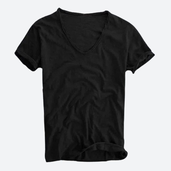 Koszulka męska bawełniana z krótkim rękawem casual na lato dekolt V-neck