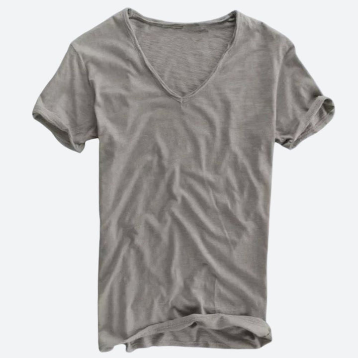 Koszulka męska bawełniana z krótkim rękawem casual na lato dekolt V-neck