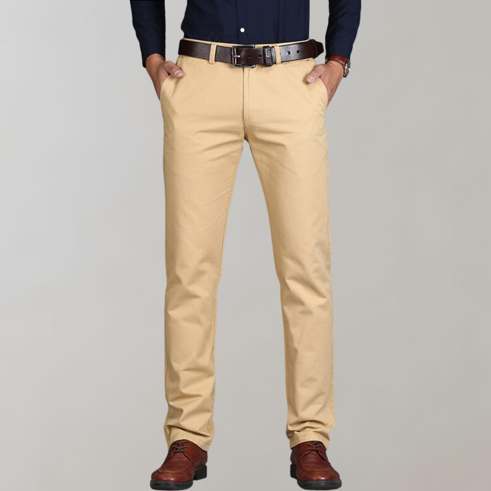Spodnie chino męskie bawełniane wiosenne eleganckie casual prosty krój klasyczne