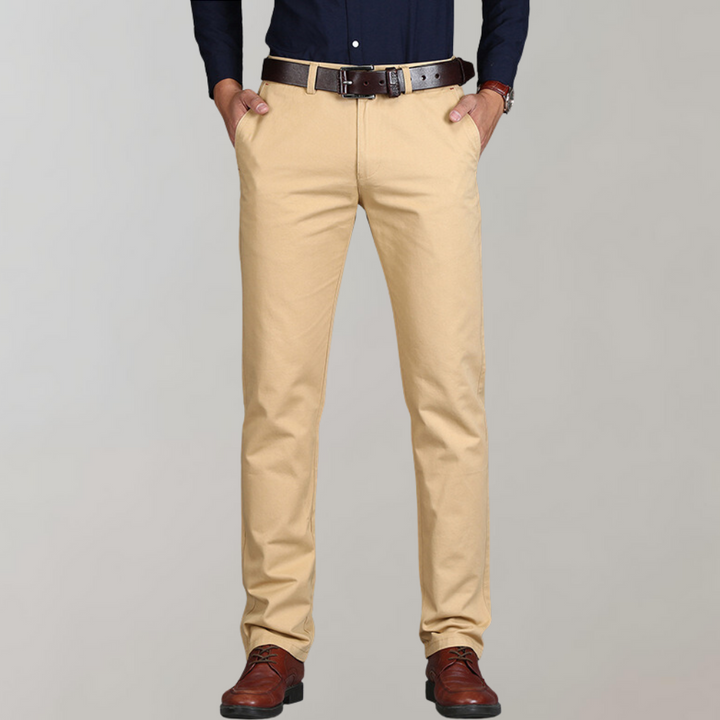 Spodnie chino męskie bawełniane wiosenne eleganckie casual prosty krój klasyczne