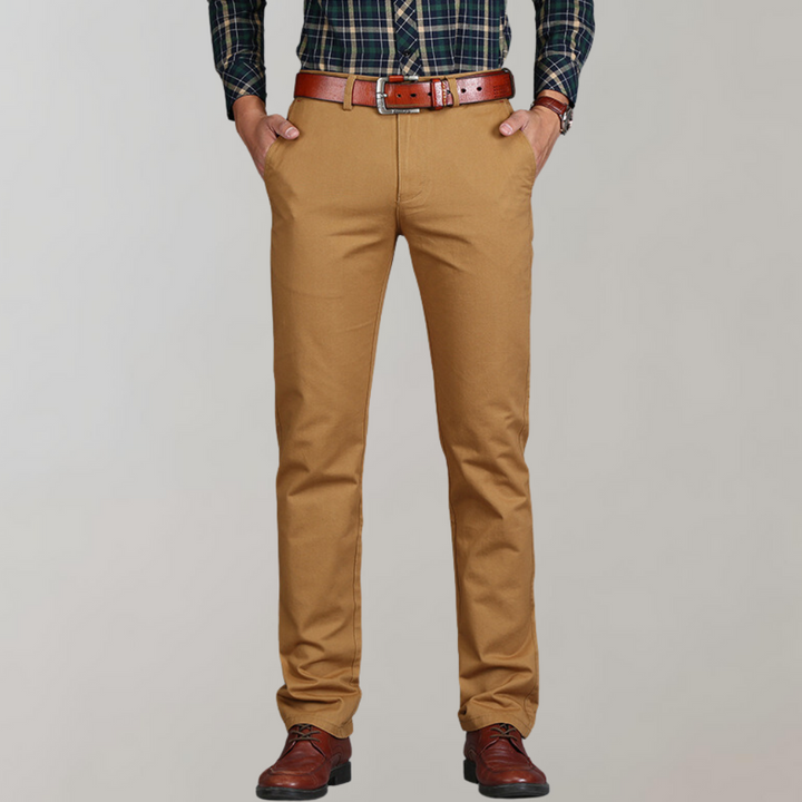 Spodnie chino męskie bawełniane wiosenne eleganckie casual prosty krój klasyczne