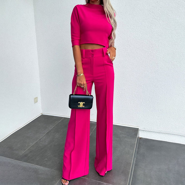 Komplet damski bawełniany elegancki zestaw top i spodnie na wiosnę stylowy casual
