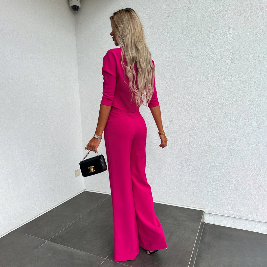 Komplet damski bawełniany elegancki zestaw top i spodnie na wiosnę stylowy casual
