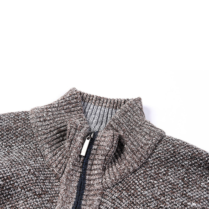 Sweter męski wełniany rozpinany na zamek z kołnierzem na wiosnę casual ciepły stylowy