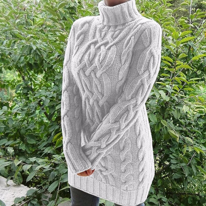Sweter damski golf wełniany zimowy gruby ciepły oversize warkoczowy modny