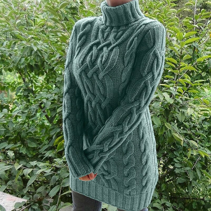 Sweter damski golf wełniany zimowy gruby ciepły oversize warkoczowy modny