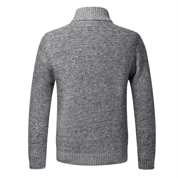 Sweter męski wełniany rozpinany na zamek z kołnierzem na wiosnę casual ciepły stylowy