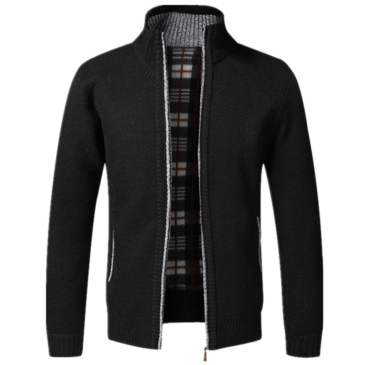 Sweter męski wełniany rozpinany na zamek z kołnierzem na wiosnę casual ciepły stylowy