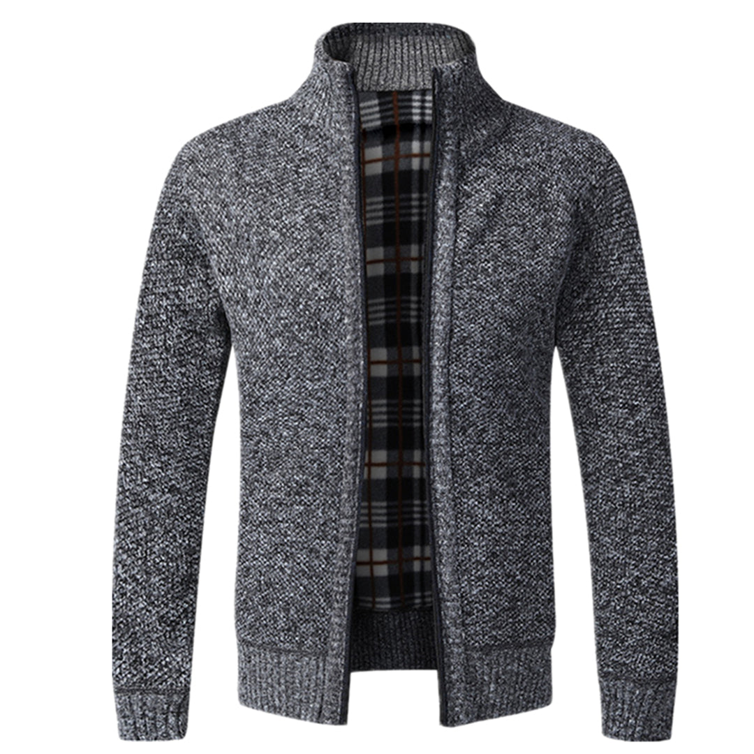 Sweter męski wełniany rozpinany na zamek z kołnierzem na wiosnę casual ciepły stylowy