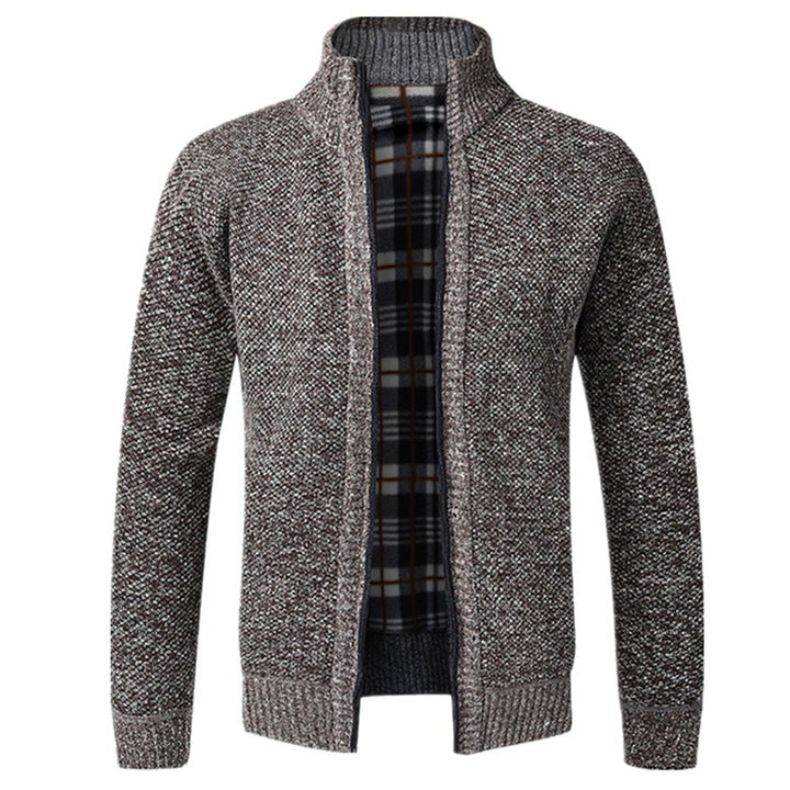 Sweter męski wełniany rozpinany na zamek z kołnierzem na wiosnę casual ciepły stylowy