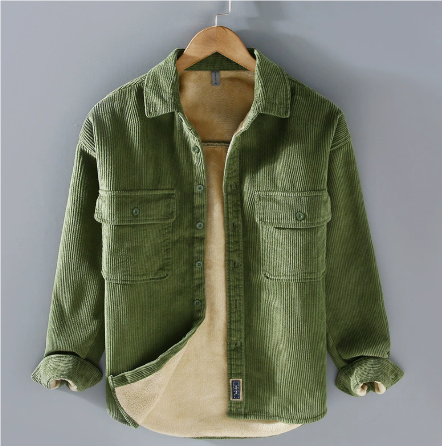 Męska kurtka sztruksowa z kołnierzem na jesień i chłodniejsze dni, w codziennym stylu