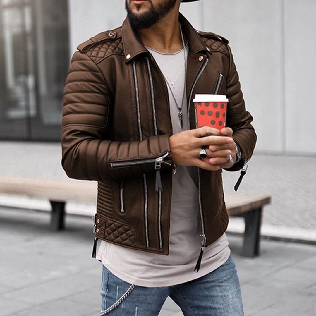 Casaco de pele masculino para primavera, casaco biker leve, casual, elegante, estiloso