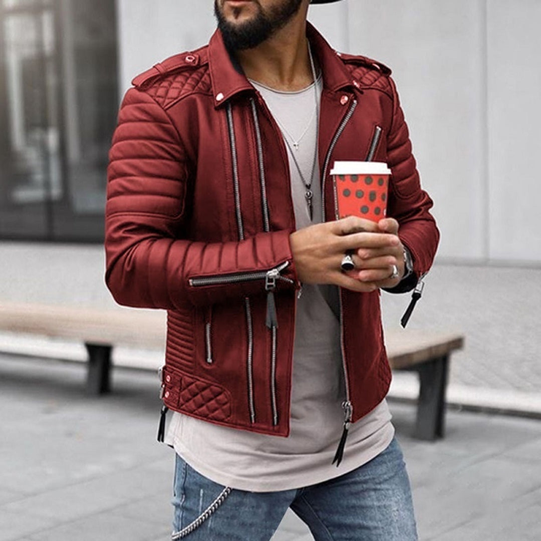 Casaco de pele masculino para primavera, casaco biker leve, casual, elegante, estiloso