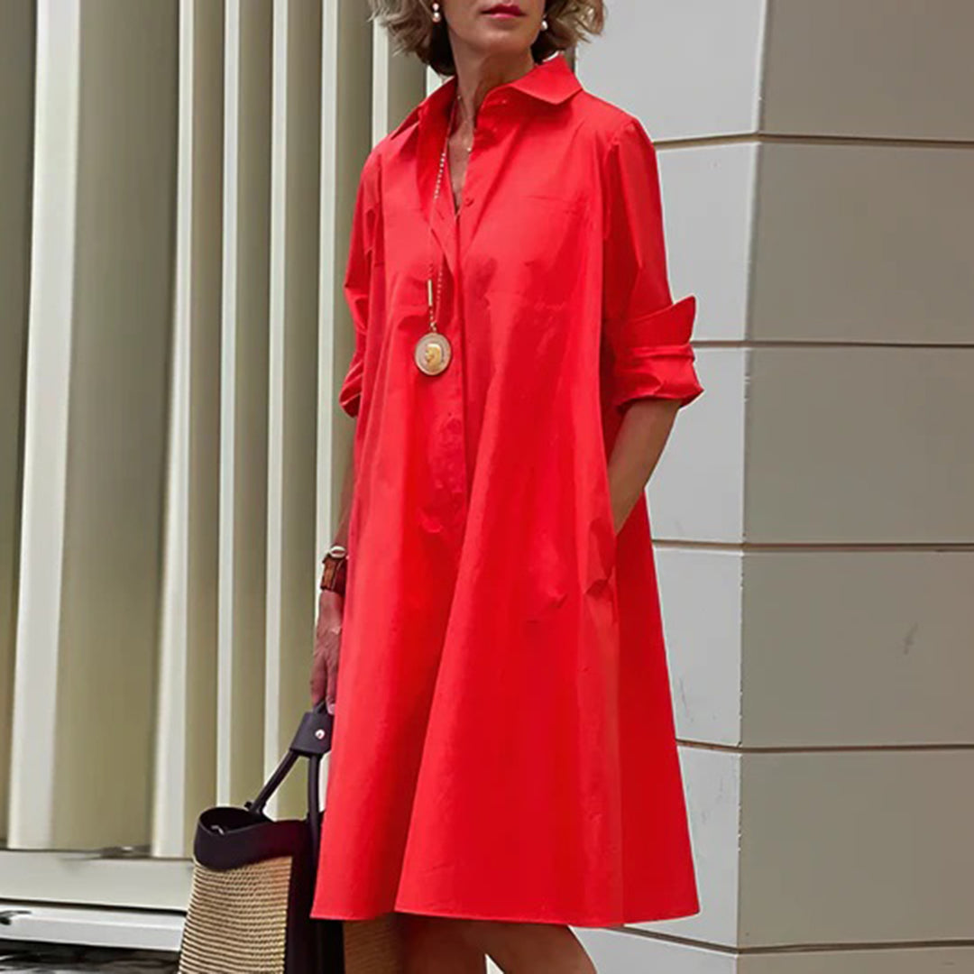 Sukienka koszulowa damska bawełniana midi na wiosnę elegancka sukienka casualowa