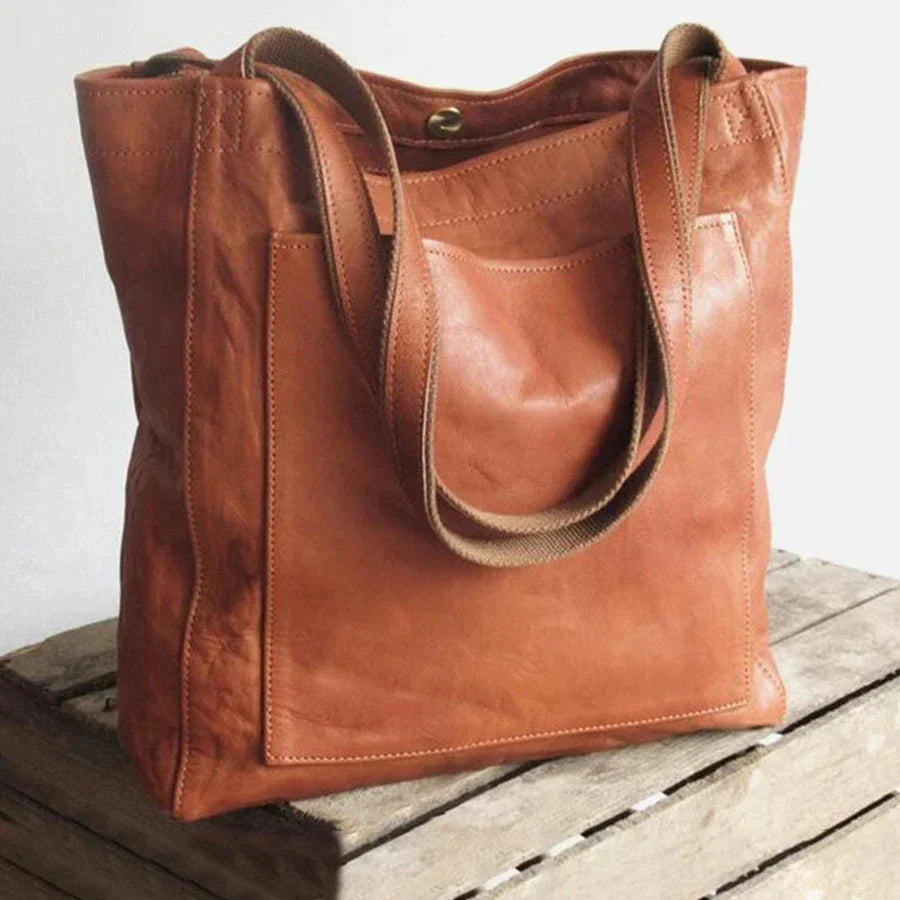 Damska skórzana torba typu tote, jesienna torebka na ramię