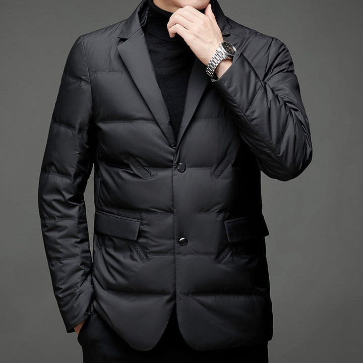 Blazer masculino acolchoado de inverno com enchimento quente elegante para o inverno