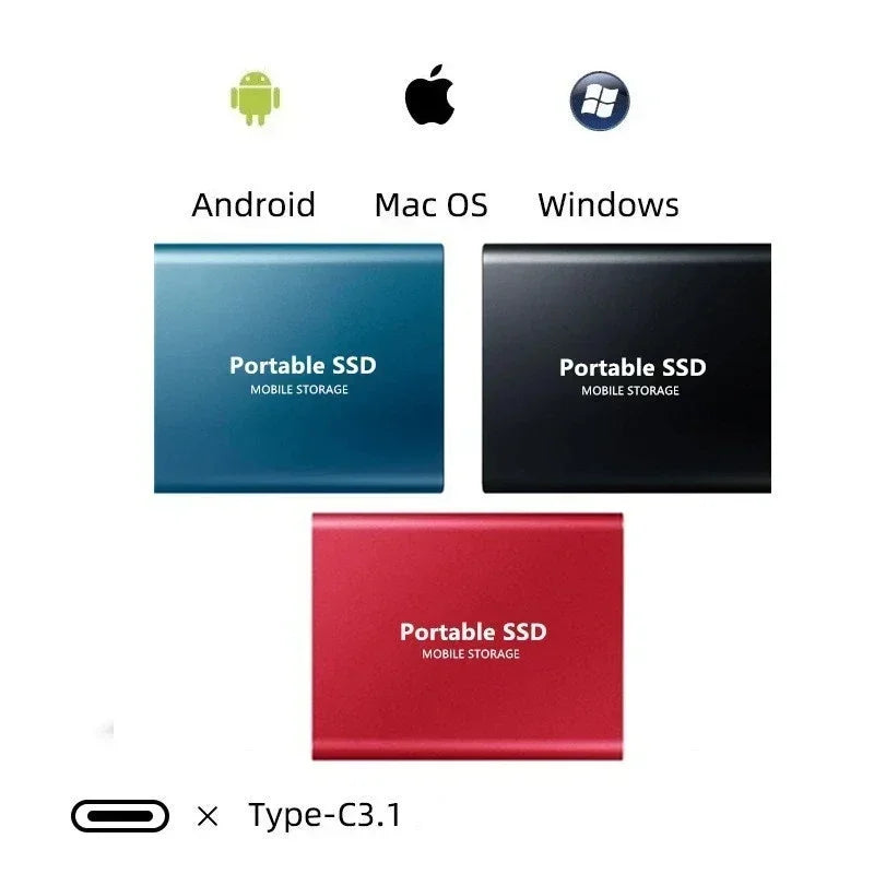 Zewnętrzny dysk SSD 2 TB USB-C  szybki transfer danych i kopia zapasowa, 520 MB/s