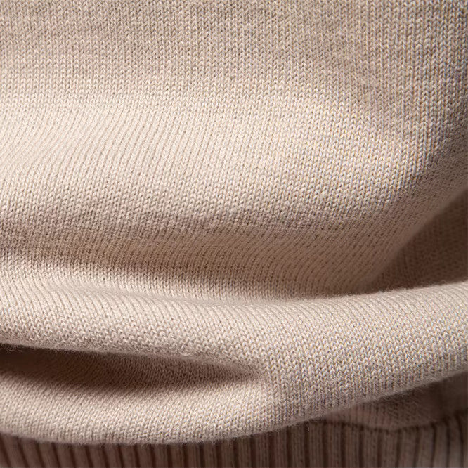 Męski sweter wełniany okrągły dekolt prążkowany jesienny casual