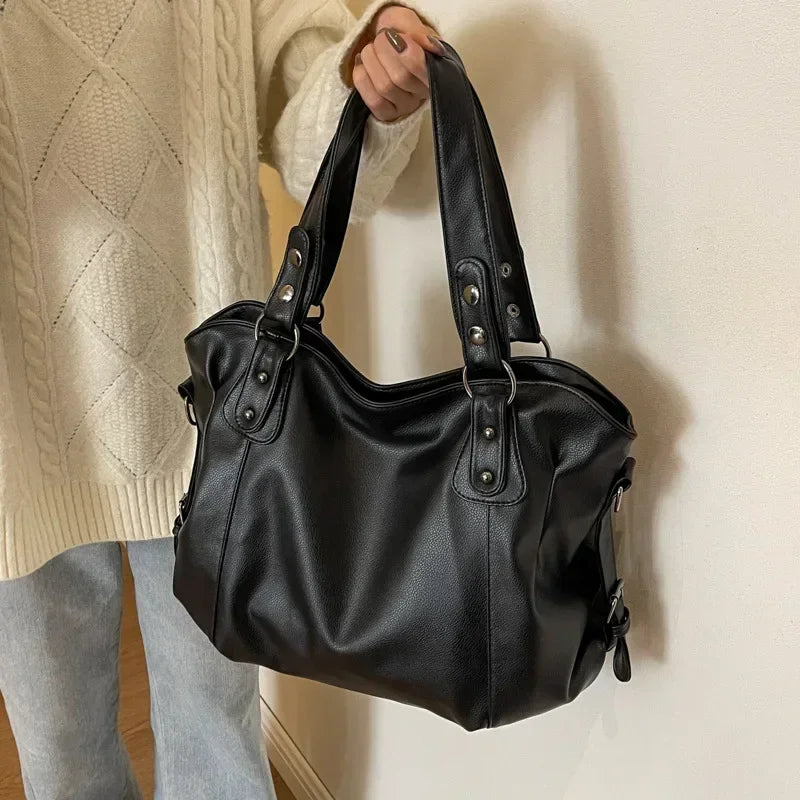 Torebka damska shopper ze skóry ekologicznej duża pojemna na ramię i do ręki na jesień