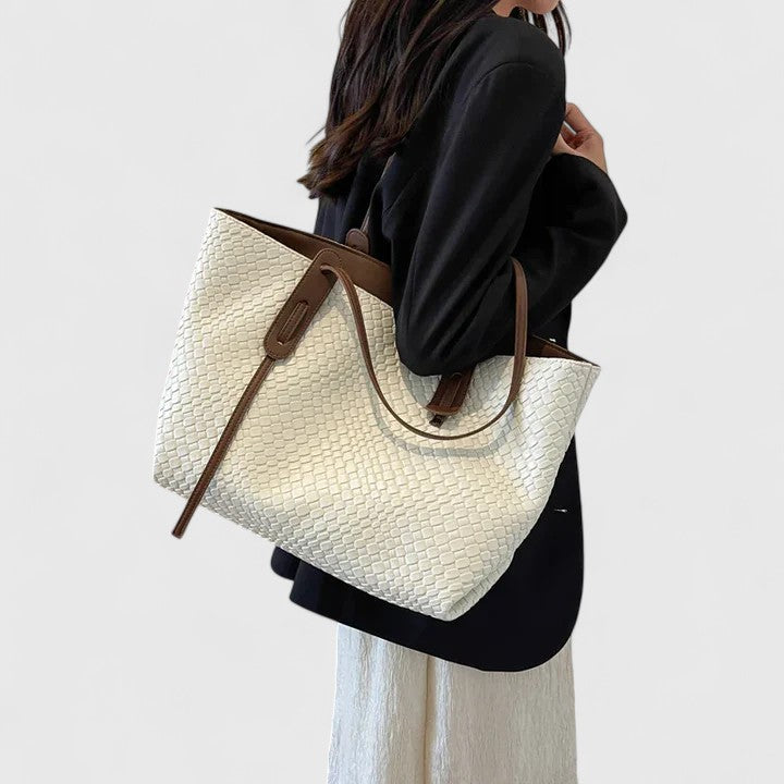 Torba typu tote damska skórzana pleciona elegancka na co dzień i do pracy