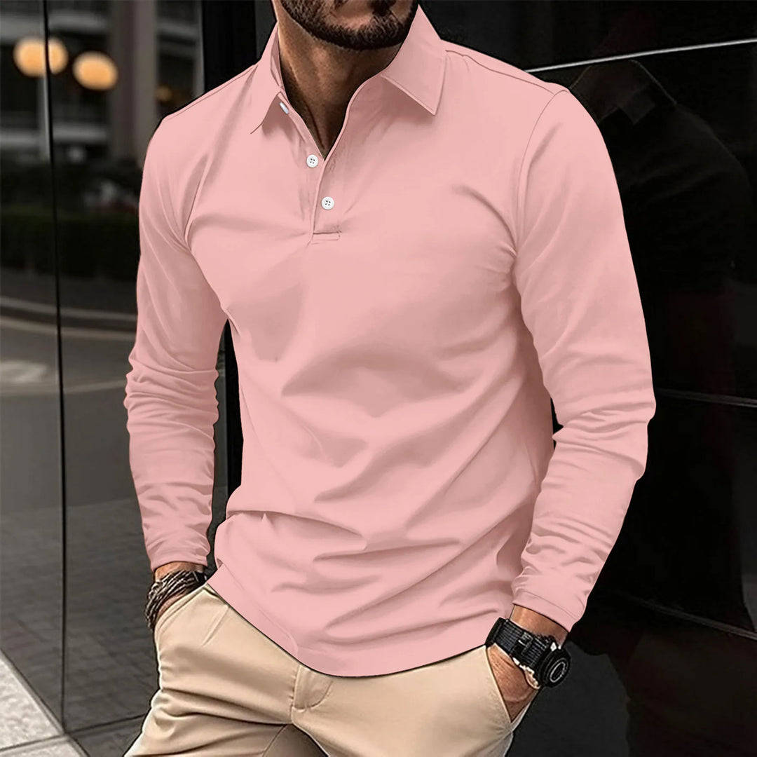 Męska koszulka polo z długim rękawem bawełniana longsleeve casual na jesień