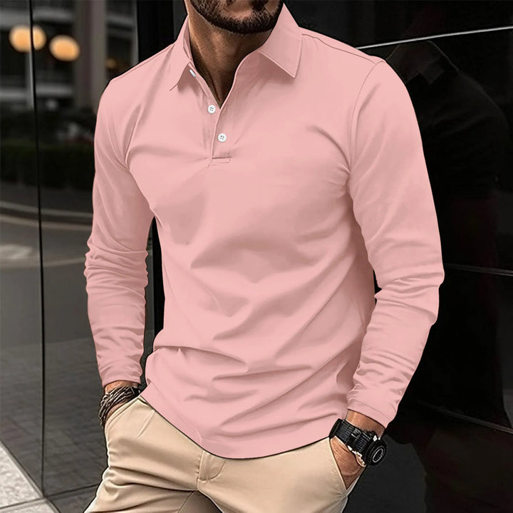 Męska koszulka polo z długim rękawem bawełniana longsleeve casual na jesień