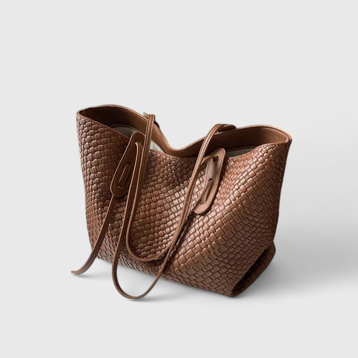 Torba typu tote damska skórzana pleciona elegancka na co dzień i do pracy
