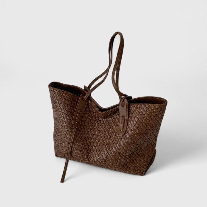 Torba typu tote damska skórzana pleciona elegancka na co dzień i do pracy
