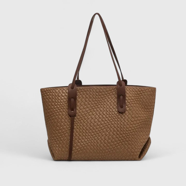 Torba typu tote damska skórzana pleciona elegancka na co dzień i do pracy