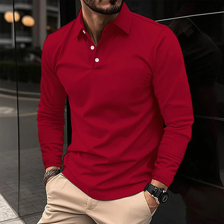 Męska koszulka polo z długim rękawem bawełniana longsleeve casual na jesień
