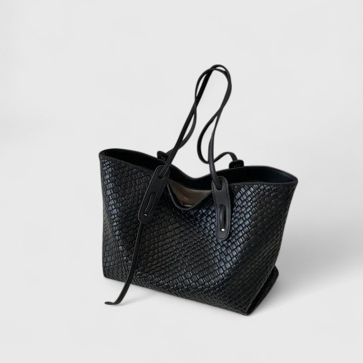 Torba typu tote damska skórzana pleciona elegancka na co dzień i do pracy