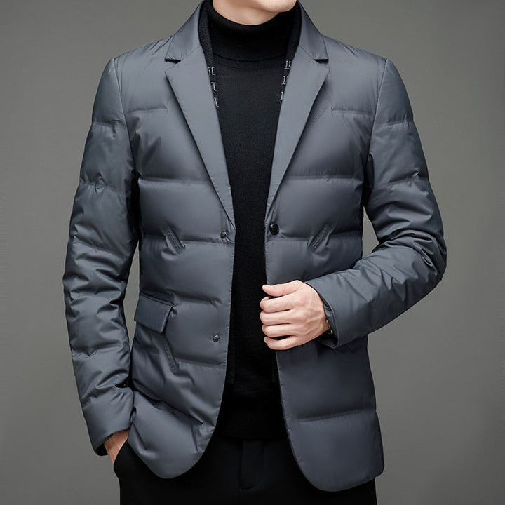 Blazer masculino acolchoado de inverno com enchimento quente elegante para o inverno