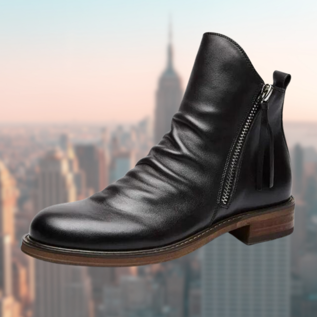 Botki damskie skórzane na wiosnę – eleganckie buty ze skóry naturalnej casual z zamkiem