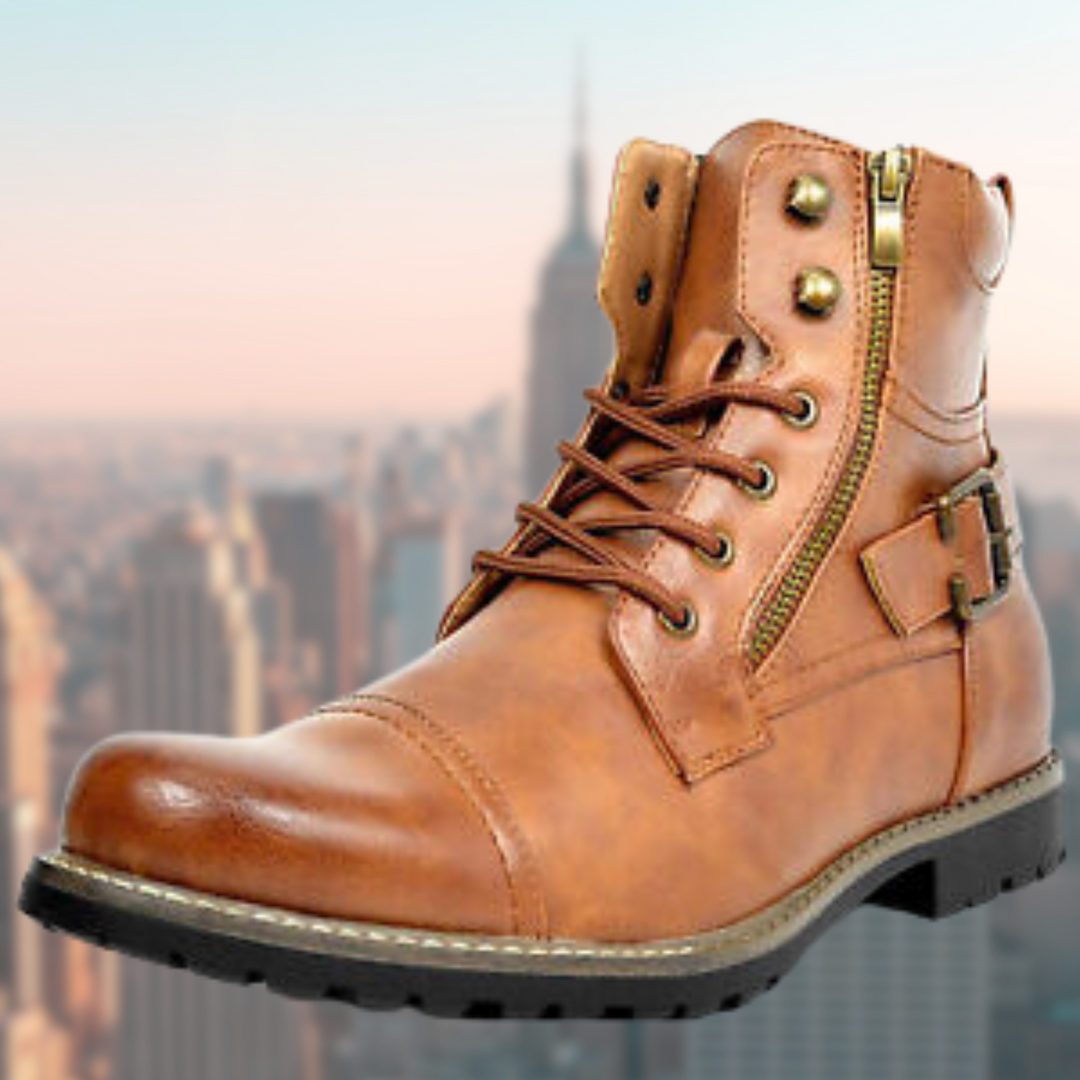 Botas de Motociclista Masculinas em Pele Natural para Primavera Botas Biker Masculinas em Pele