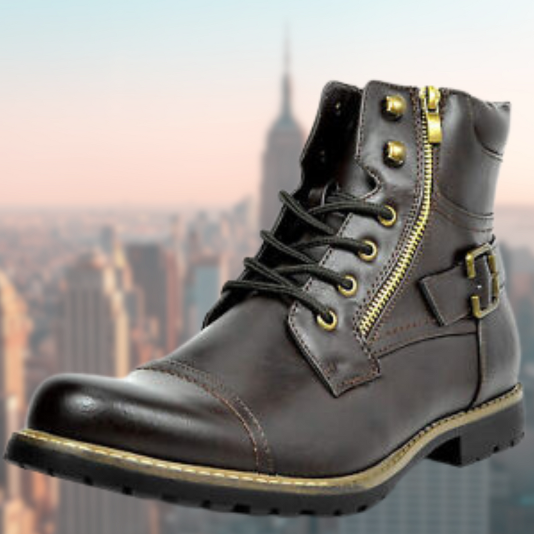 Botas de Motociclista Masculinas em Pele Natural para Primavera Botas Biker Masculinas em Pele