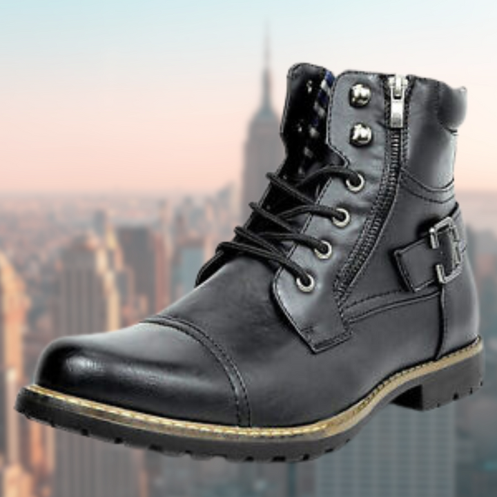 Botas de Motociclista Masculinas em Pele Natural para Primavera Botas Biker Masculinas em Pele