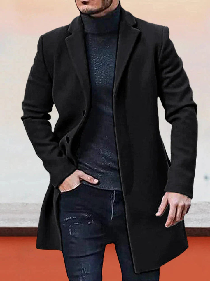 Płaszcz męski wełniany na wiosnę – elegancki płaszcz męski z wełny casual przejściowy