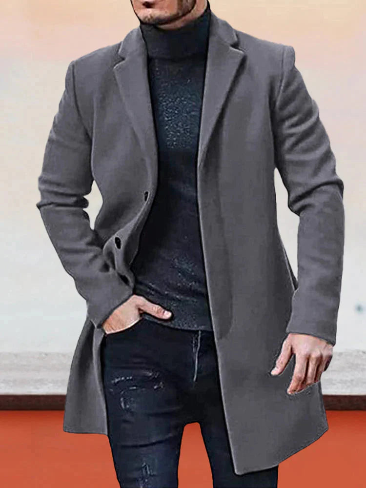 Płaszcz męski wełniany na wiosnę – elegancki płaszcz męski z wełny casual przejściowy